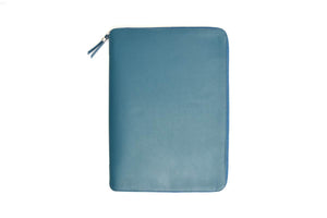 Soft Blue Leather Covered Executive Journal Padfolios with Zipper