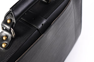 The Cesena Classic Vachetta Leather Briefcase - Onyx Black