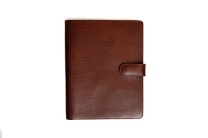 Handmade Leather Magnetic Closure Padfolio - Walnut Brown