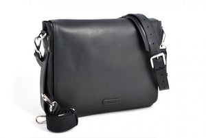 Leather Messenger Bag - Onyx Black