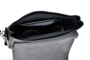 Leather Messenger Bag - Onyx Black