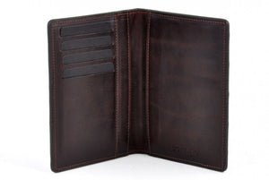 Leather Passport Cover - Ostrich Leather - Walnut Brown - This ostrich leather passport cover also doubles as a wallet. 