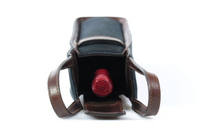 Italian Wine Case - Waxed Canvas and Leather - Onyx / Walnut