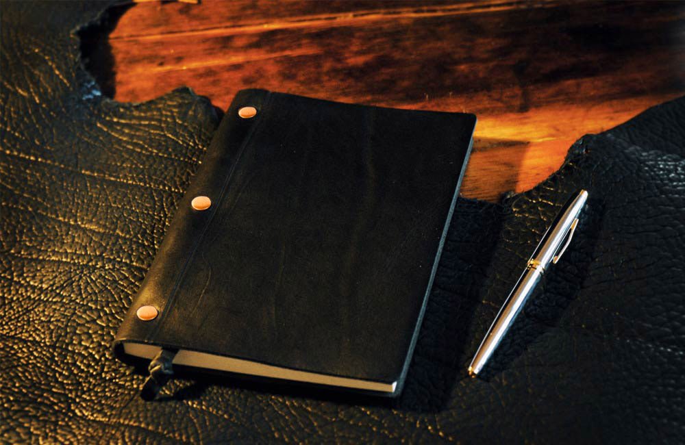 3 - Screw Italian Leather Journal - Onyx Black - Borlino