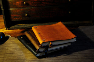 3-Screw Italian Leather Journal - Onyx Black