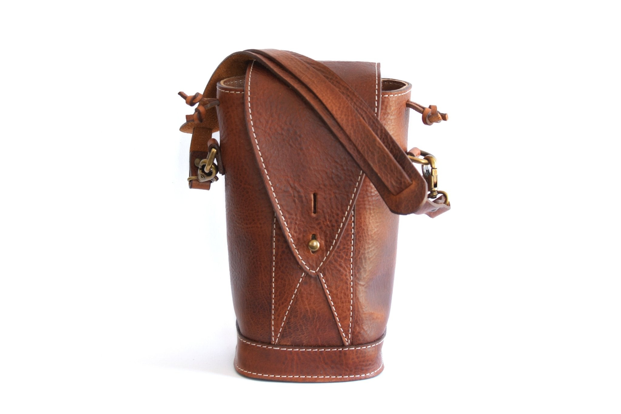 Italian Leather Wine Carrier - Leather Wine Case - Borlino