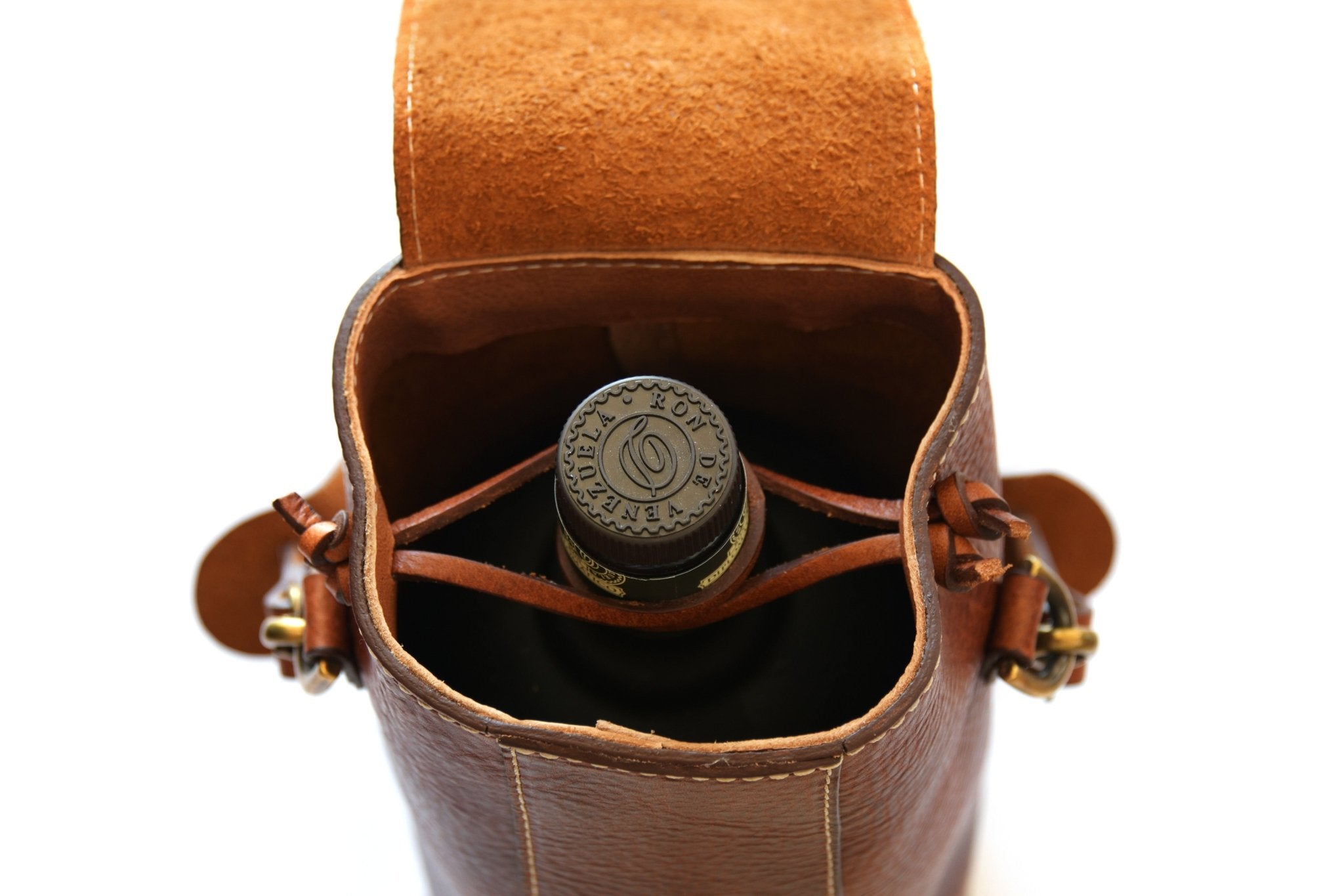 Italian Leather Wine Carrier - Leather Wine Case - Borlino