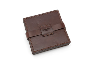 Italian Leather Drink Coasters - Walnut