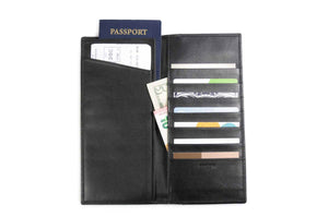 Leather Travel Wallet Large - Soft Calf - Onyx Black - Borlino