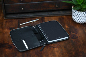 Modern Engraved Padfolio with Notepad and Tablet Phone Sleeve