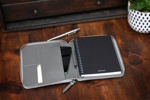 Modern Engraved Padfolio with Notepad and Tablet Phone Sleeve