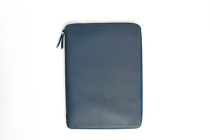 Soft Blue Leather Covered Executive Journal Padfolios with Zipper