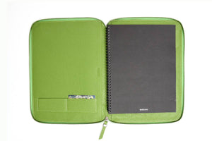 Soft Lime Green Leather Covered Executive Journal Padfolios with Zipper