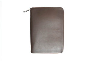 Soft Dark Brown Leather Covered Executive Journal Padfolios with Zipper