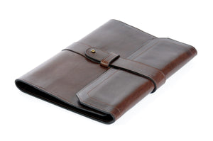 Italian Leather Post-Strap Brief Folio - Walnut