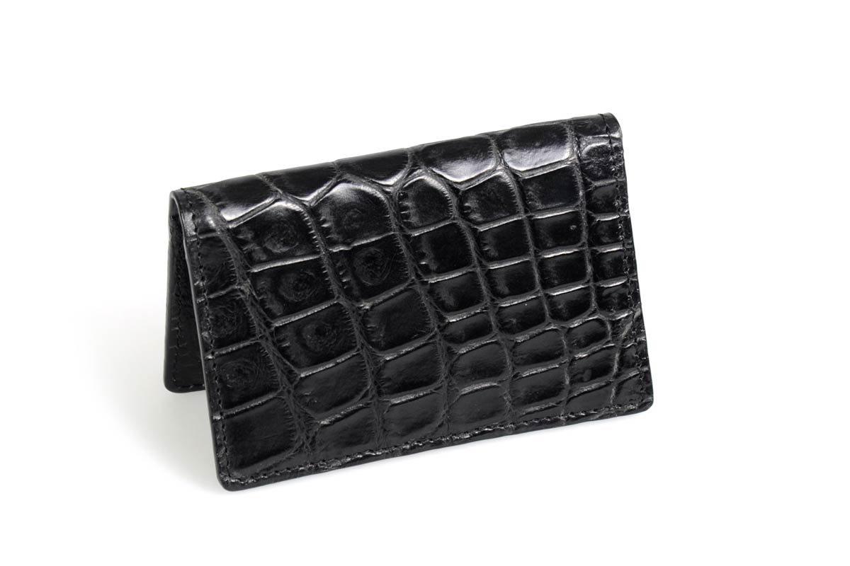 American Alligator Leather Business/Credit Card Case - Onyx Black - Borlino