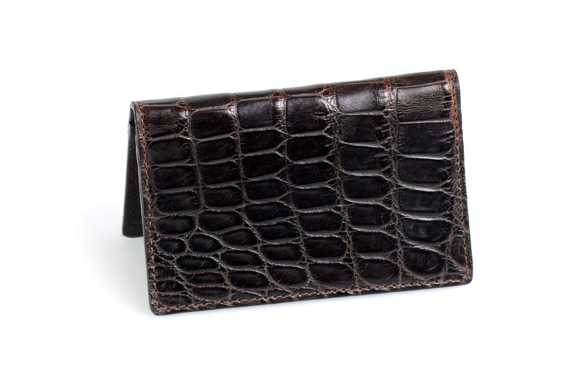 American Alligator Leather Business/Credit Card Case - Walnut Brown - Borlino