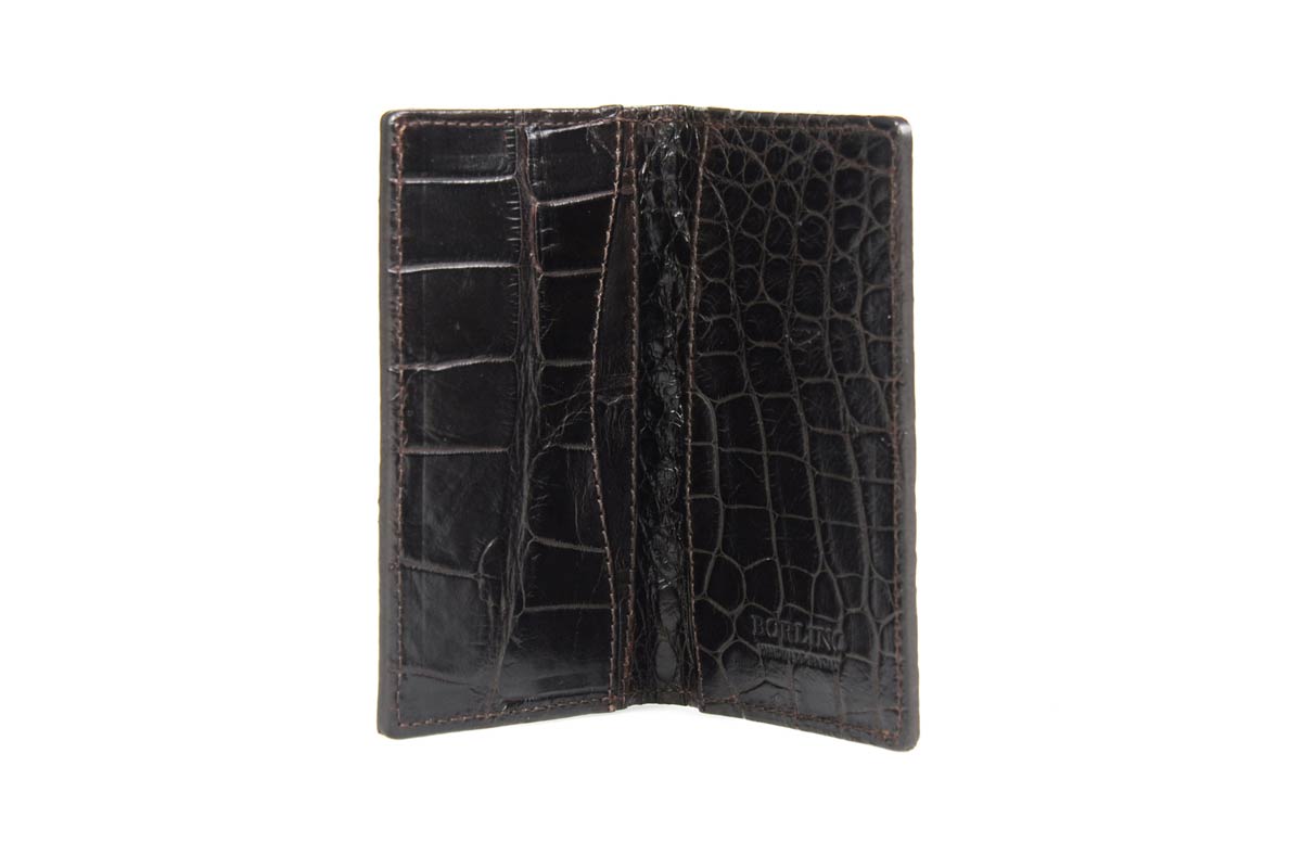 Leather Money Clip Wallet - Ostrich - Onyx Black - Borlino