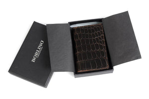 American Alligator Leather Business/Credit Card Case - Walnut Brown - Borlino