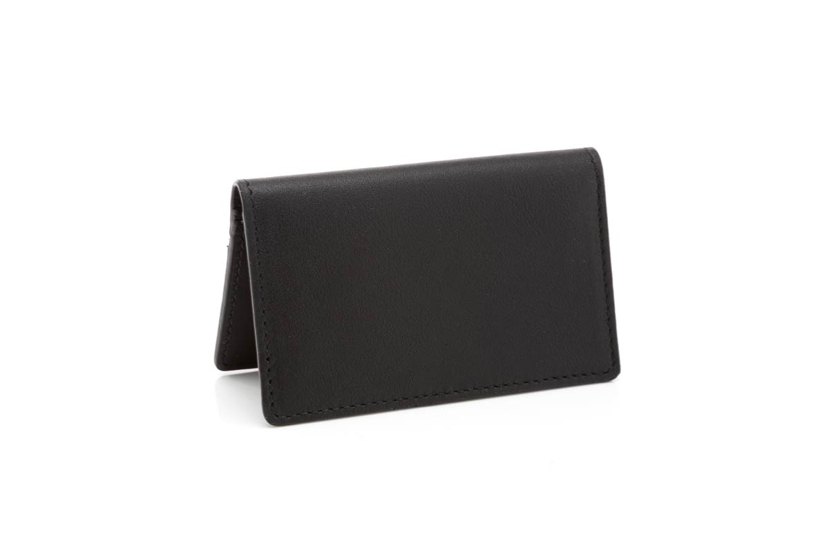 Calf Leather Business/Credit Card Case - Onyx Black - Borlino