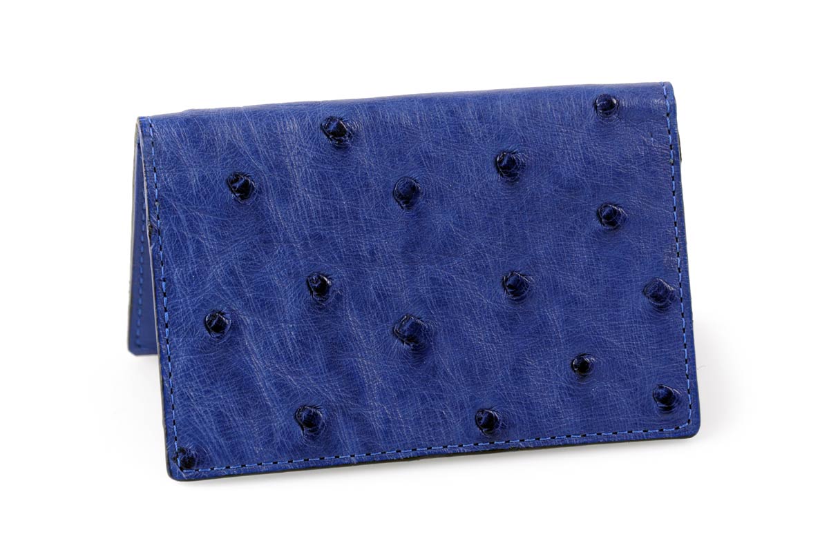 Ostrich Business Card / Credit Card Wallet - Blueberry - Borlino