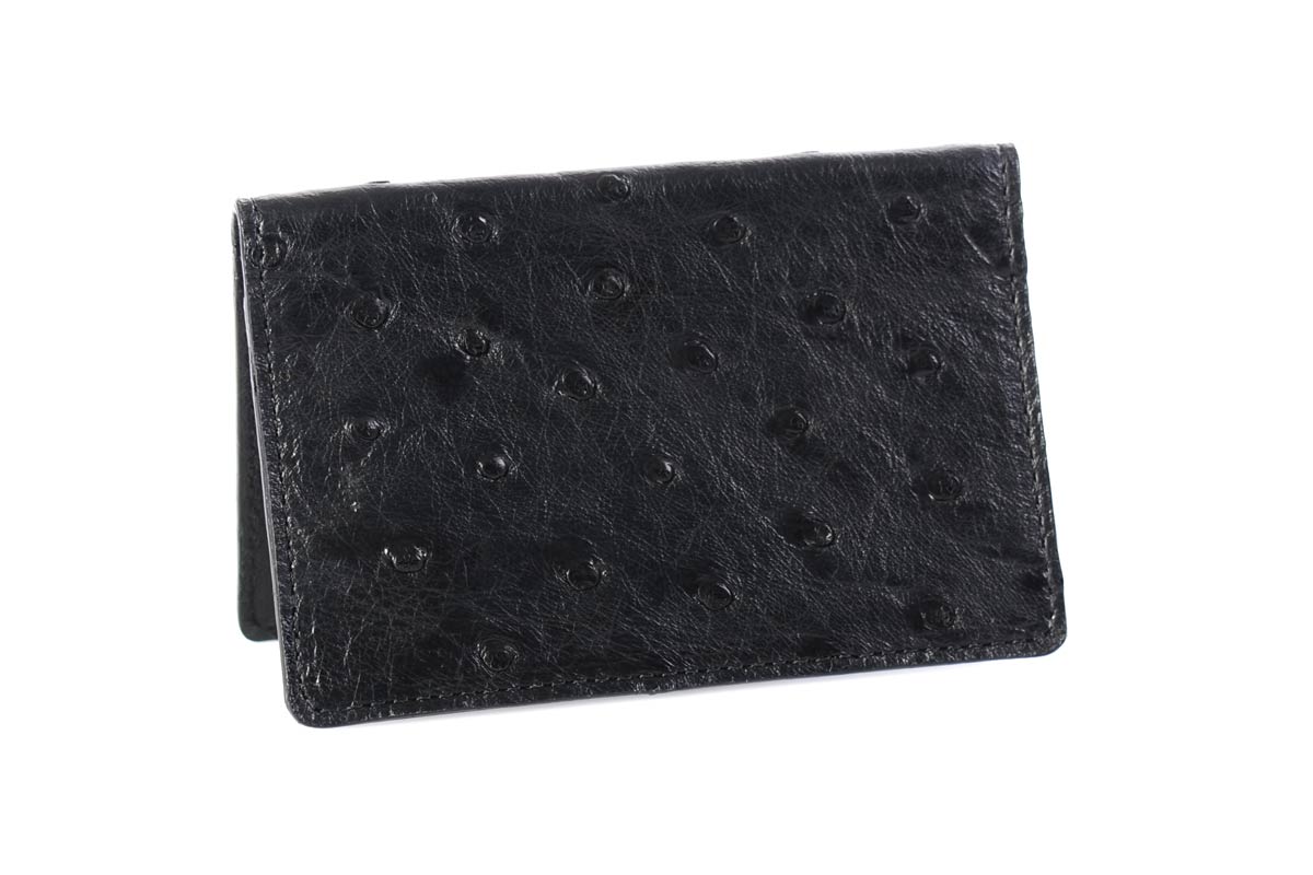 Ostrich Business Card / Credit Card Case - Onyx - Borlino