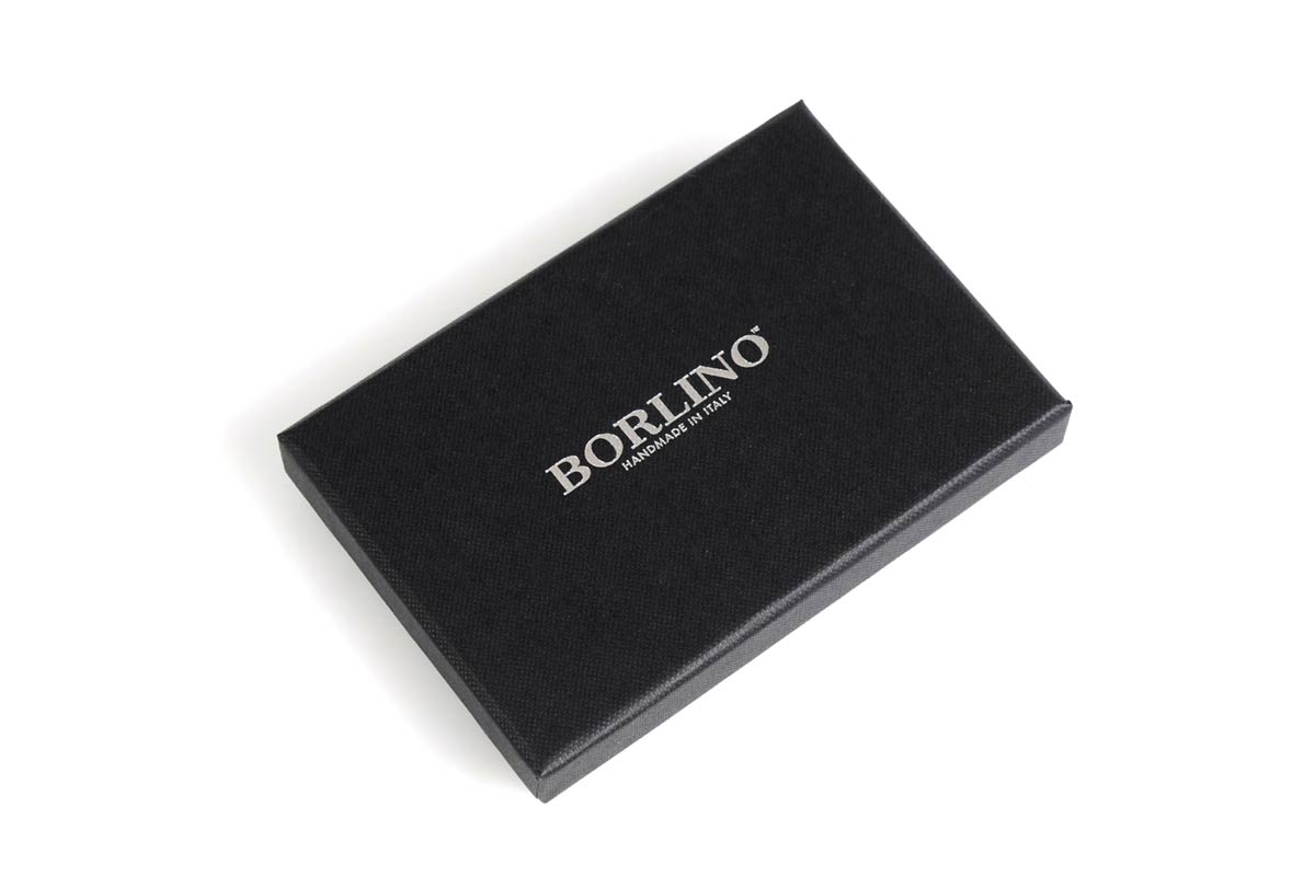 Leather Money Clip Wallet - Ostrich - Onyx Black - Borlino