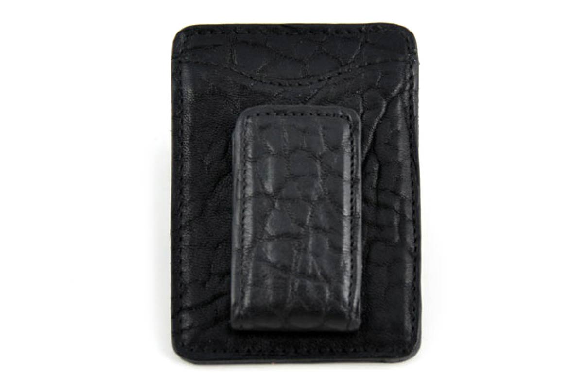 Leather Money Clip Wallet - Buffalo - Onyx Black - Borlino