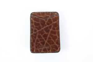 Leather Money Clip Wallet - Buffalo - Walnut Brown - Borlino