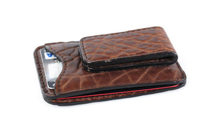 Leather Money Clip Wallet - Buffalo - Walnut Brown - Borlino