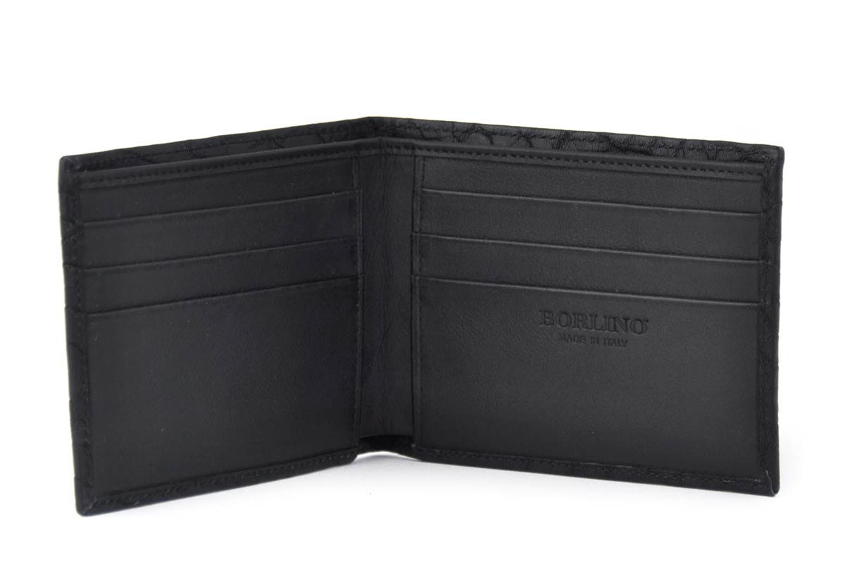 B2910LT - Cuadra Black Classic Lizard Leather Bi Fold Wallet for Men