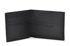 Men's Leather Bi - Fold Wallet - Buffalo & Calf Leathers - Onyx Black - Borlino