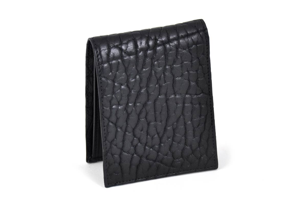 Men's Leather Bi - Fold Wallet - Buffalo & Calf Leathers - Onyx Black - Borlino