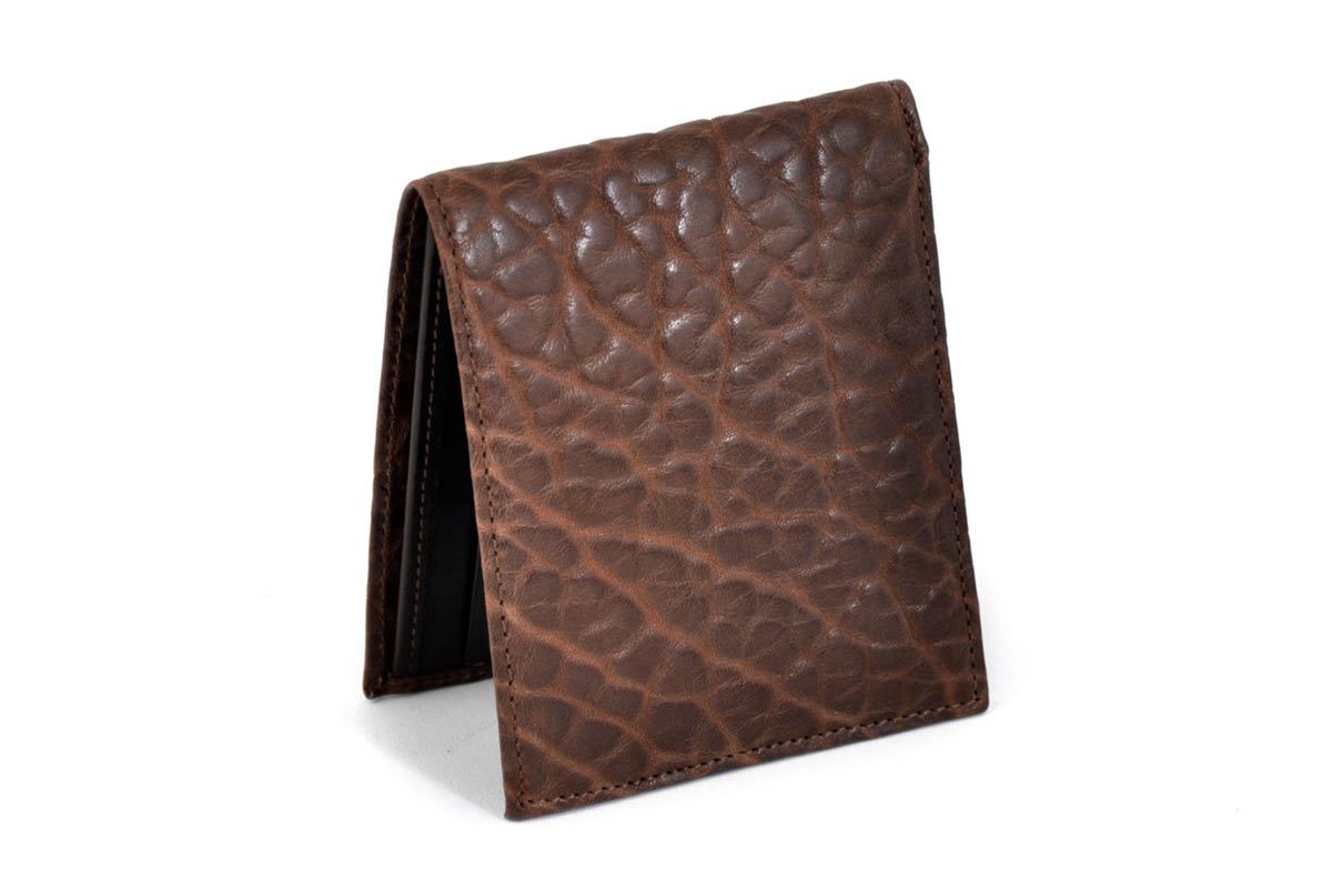 Men's Leather Bi - Fold Wallet - Buffalo & Calf Leathers - Walnut Brown - Borlino