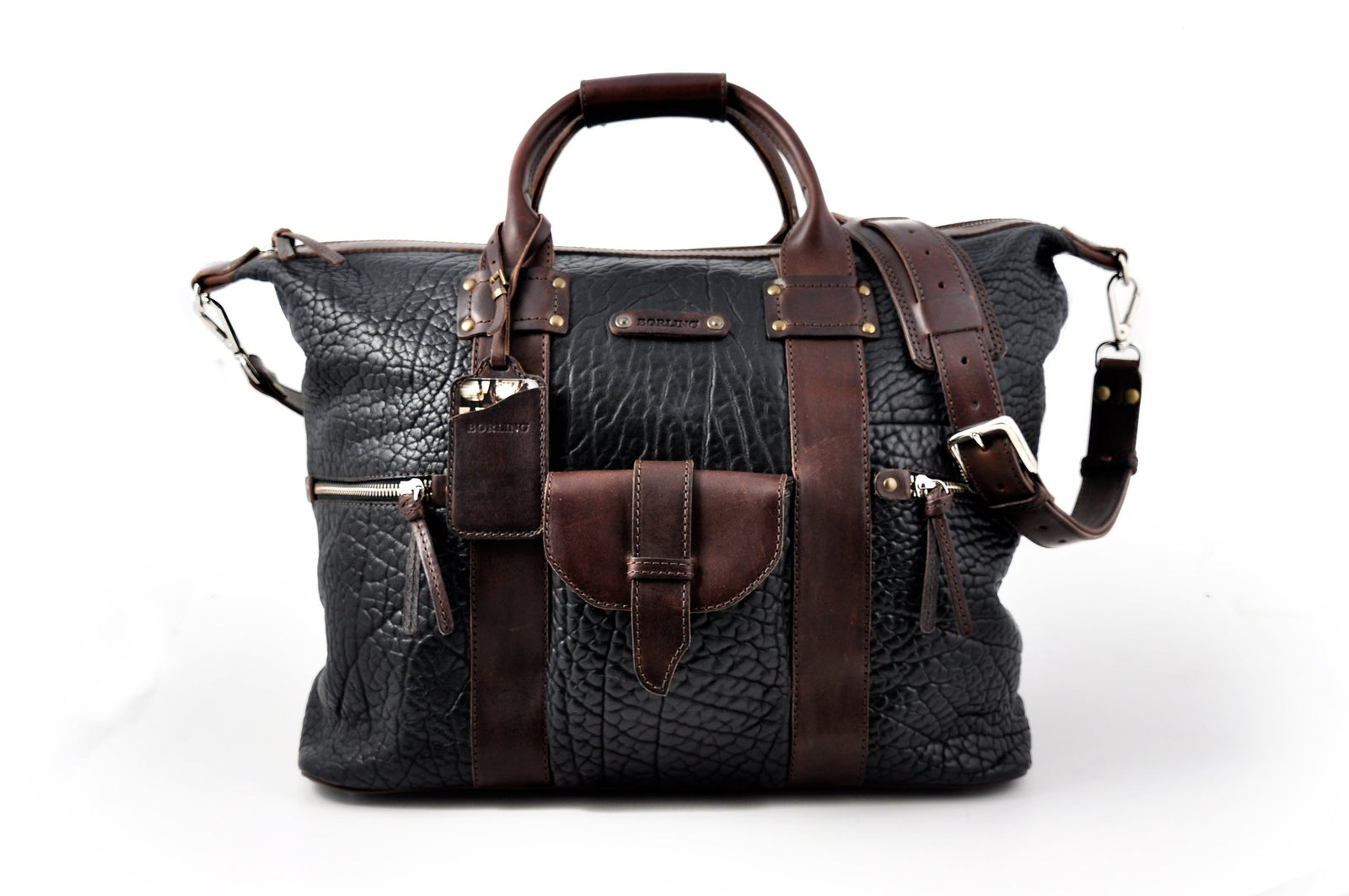 Leather Duffel - Big Horn Weekender - Onyx/Walnut - Borlino