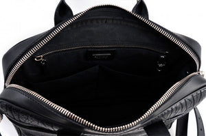 The Treviso Buffalo Leather Briefcase - Onyx Black - Borlino