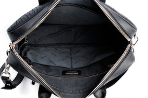 The Treviso Buffalo Leather Briefcase - Onyx Black - Borlino