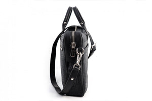 The Treviso Buffalo Leather Briefcase - Onyx Black - Borlino