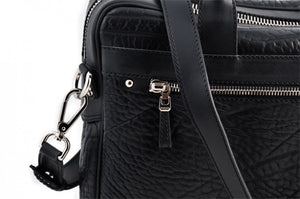 The Treviso Buffalo Leather Briefcase - Onyx Black - Borlino