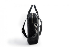 The Treviso Buffalo Leather Briefcase - Onyx Black - Borlino