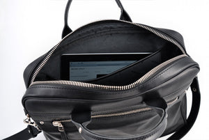 Soft Calf Leather Briefcase - The Treviso - Onyx - Borlino