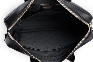 Soft Calf Leather Briefcase - The Treviso - Onyx - Borlino