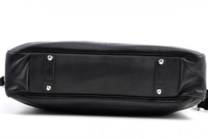 Calf Leather Briefcase - The Treviso - Onyx Black soft leather briefcase handmade in Italy by Borlino.