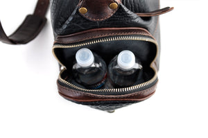 This Leather duffel bag is constructed of the finest Italian Buffalo and Vachetta leathers. It's perfect for weekend trips that securely fits in the plane overhead or under your seat or a short trip to the gym. With 6 pockets inside and out, there's a place for everything. Borlino Onyx and Walnut. 