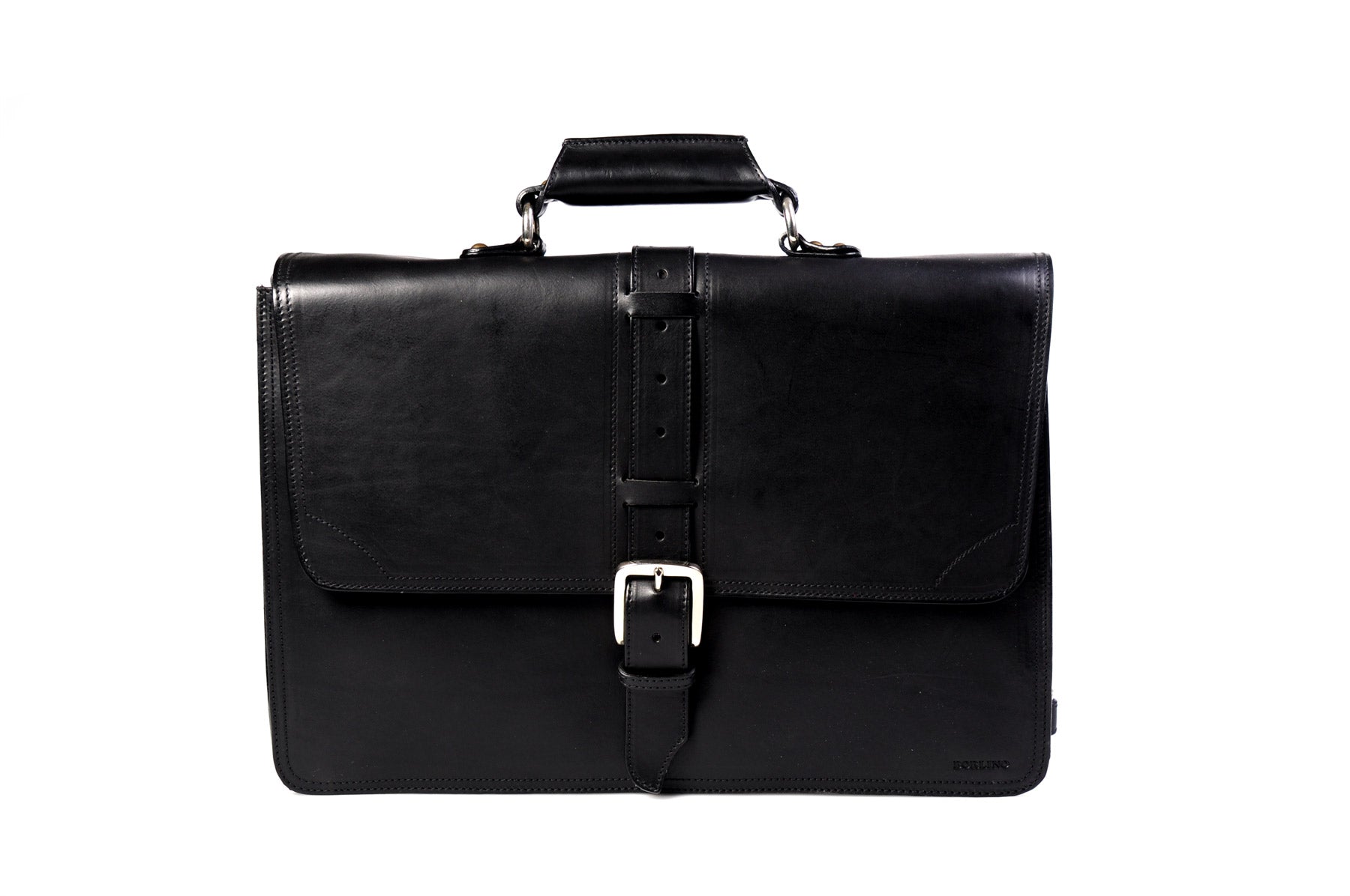 The Cesena Classic Vachetta Leather Briefcase - Onyx Black - Borlino