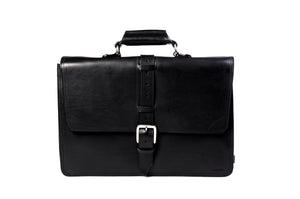 The Cesena Classic Vachetta Leather Briefcase - Onyx Black - Borlino