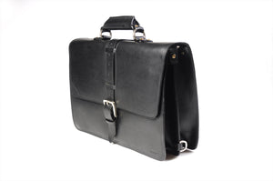 The Cesena Classic Vachetta Leather Briefcase - Onyx Black - Borlino