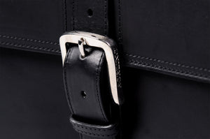 The Cesena Classic Vachetta Leather Briefcase - Onyx Black - Borlino