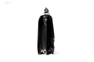 The Cesena Classic Vachetta Leather Briefcase - Onyx Black - Borlino
