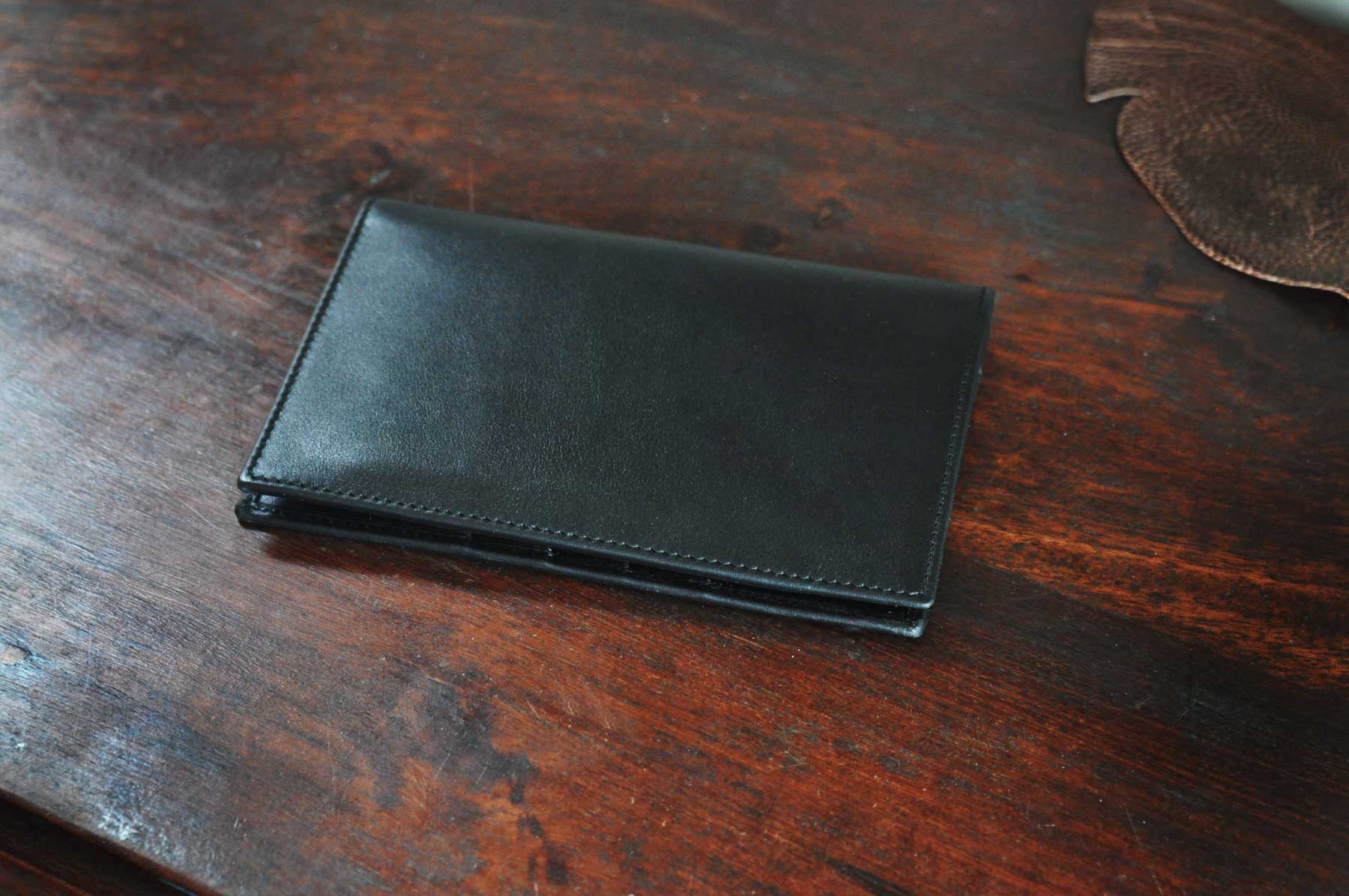 Leather Money Clip Wallet - Ostrich - Onyx Black - Borlino